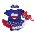 thumbnail image 4 of GYRATEDREAM 4th of July Baby Girl Birthday Outfit Newborn American Flag Romper+Ruffle Tulle Skirt+Headband+Shoes Independence Day 4pcs Set for, 4 of 5