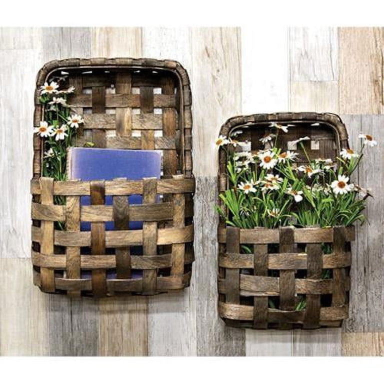 tobacco wall pocket basket 2/Set Aged Tobacco Wall Pocket Baskets