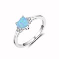 thumbnail image 2 of Sterling Silver Ring S925 Platinum-Plated Simulated Diamond Heart-Shaped Blue Waves Opal Stone Inlaid Ring Auspicious Simple Ring For Women, 2 of 5