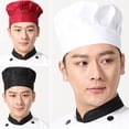 thumbnail image 3 of Xinwanna Chef Hat Unisex Kitchen Hat Hotel Restaurant Cook Cap Pleated Design Solid Color Waiter Chef Work Cap Mushroom Hat (Black,One Size), 3 of 13