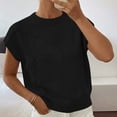 thumbnail image 6 of AnuYalue Womens Short Sleeve Sweater Trendy Floral Pullover Sweaters Summer Casual Crewneck Lightweight Knit Tops, 6 of 9