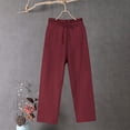 thumbnail image 2 of Thousandth Women's Plus Size Pants Casual Cotton Loose Fit Pants Drawstring Elastic Waist Wide Leg Lounge Trousers Comfy Relaxed Vacation Bottoms with Pockets, 2 of 6