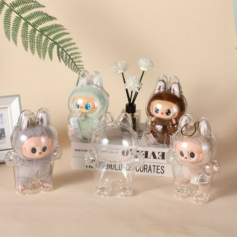 Clear Protective Case For LABUBU Standing Figure – With Keychain, Dust-Proof Display Case (Figure Not Included)