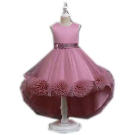 

elfinBE Baby Girl Swallow Tail Solid Color Bow Elegant Princess Mesh Tulle Dress 2-10T
