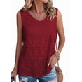 thumbnail image 1 of Débardeur d'Été pour Femme Tendance à Col en V au Crochet Sans Manches Chandails Gilet Rouge P, 1 of 8