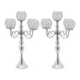 thumbnail image 5 of 2Pcs 5 Arm Candelabra Crystal Candle Holders Silver Candlesticks Table Centerpiece Gifts, 5 of 20