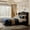 Black, variant on DAIIQueen Size Upholstered Platform Bed Frame, 51" Tall Chenille Fabric Headboard with Classic Curved Wingback Design, Vintage Solid Wood Legs, No Box Spring Needed, Easy Assembly & Noise-Free, Black