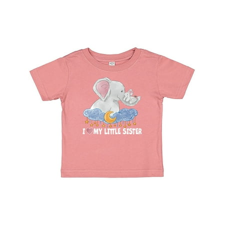 

Inktastic I Love My Little Sister Cute Elephants with Moon and Stars Gift Baby Boy or Baby Girl T-Shirt