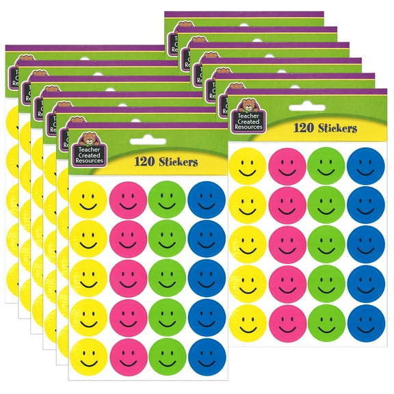 Teacher Created Resources Happy Faces Stickers, 120 Per Pack, 12 Packs