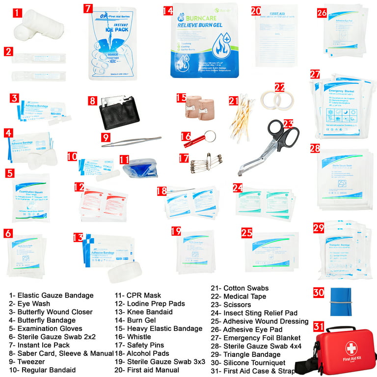 Travel First Aid Kit, 17 pieces