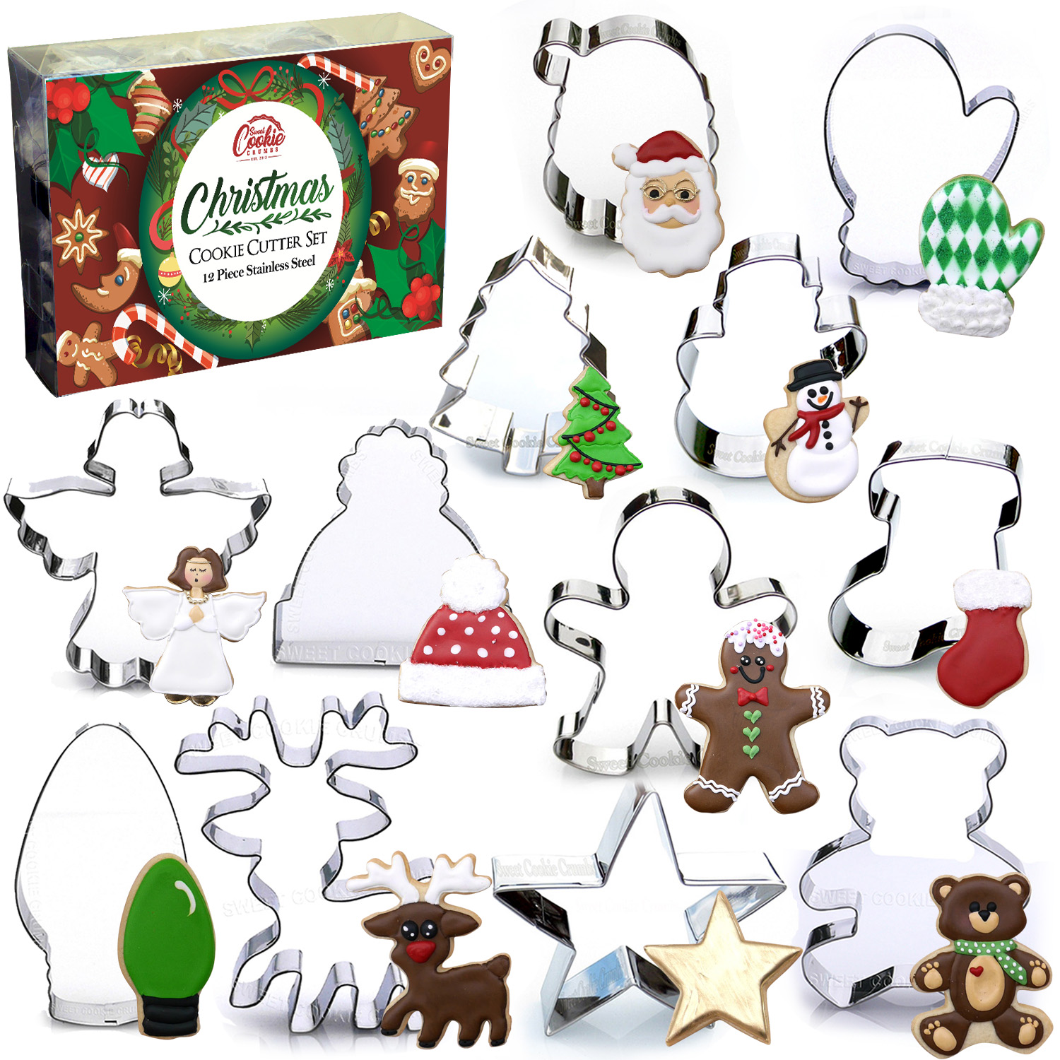 Christmas Cookie Cutter Set, 12 Piece, Stainless Steel - Walmart.com - Walmart.com