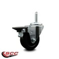 thumbnail image 2 of 3.5 Inch Hard Rubber Wheel Swivel 5/8 Inch Threaded Stem Caster with Brake SCC, 2 of 2