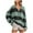 Black, variant on ShomPort Womens Striped Color Block Oversized Sweatshirt V-Neck Button Down Long Sleeve Pullover Tops