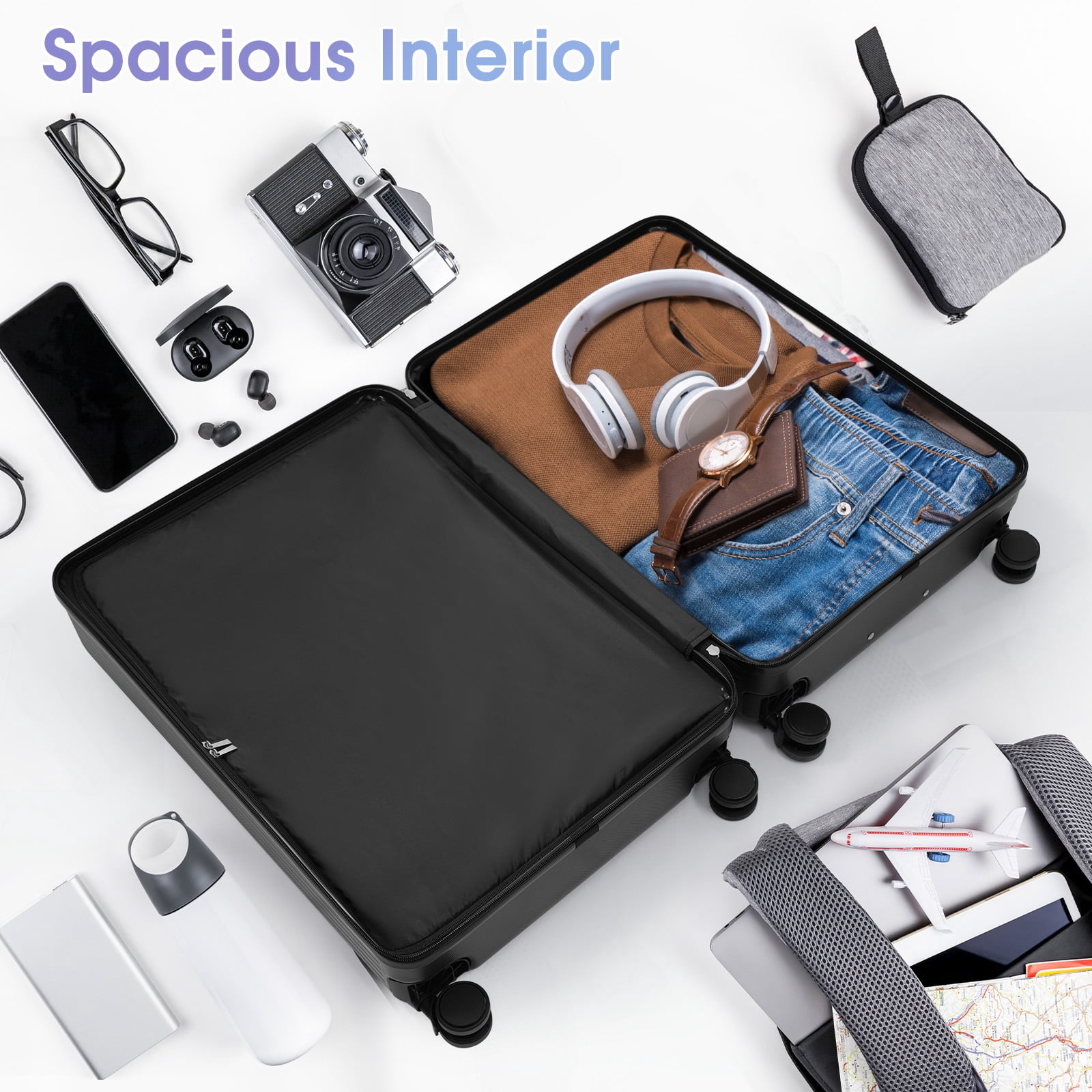 Luggage Set 3 Piece, Lightweight Durable ABS Suitcases with Spinner Wheels and TSA Lock, Carry-on & Checked Travel Luggage (20"/24"/28")