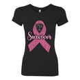 thumbnail image 2 of Wild Bobby Pink I'm A Breast Cancer Survivor Breast Cancer Awareness Women Slim Fit Junior Tee, Black, XX-Large, 2 of 6