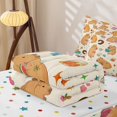 thumbnail image 5 of Homewish Cute Capybara Zipper Full Size Comforter Sets with Fitted Sheet and 2 Pillowcases For Capybara Lovers,Kawaii Flower Sweet Doughnut Zipper Bedding Set Girls,Reversible,4-Piece, 5 of 7