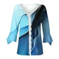 thumbnail image 4 of Dyegold Blouses For Women Dressy Casual 3/4 Flare Sleeve Lace Trim V Neck Floral Print Vintage Tunic Tops Loose Fit Shirts, 4 of 5