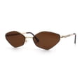thumbnail image 4 of Diamond Shape Hustler Fashion Trendy Small Lens Metal Rim Sunglasses Gold - Brown, 4 of 8