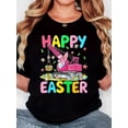thumbnail image 1 of T-Shirt à Manches Courtes pour Femme avec Imprimé Rétro Minimaliste de Lapin, Col Rond, Confort Décontracté, Port Toutes Saisons, Lavable à la Machine, Vêtement Festif / T-Shirt Rétro Minimaliste / Texture Tricotée, T-Shirt Mignon, 1 of 6