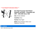 thumbnail image 2 of Rear Right Passenger Side Window Regulator with Motor - Compatible with 2001 - 2006 GMC Sierra 1500 2002 2003 2004 2005, 2 of 2