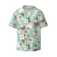 thumbnail image 2 of Lsque Bunny And Rose print Men's Cuban Collar Short Sleeve Shirt Summer Beachwear Casual Button Down Fashionable Vacation Leisure Shirt-4X-Large, 2 of 7