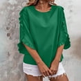 thumbnail image 2 of Timegard Womens Tops Ruffle Half Sleeve Crewneck Loose Comfy Tops Blouse Casual Summer Spring Solid Color, 2 of 8