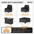 thumbnail image 2 of Clouddwell 7-Piece Outdoor Patio Set, 8-Inches Widen Armrest, All-Weather Wicker Sectional with Fire Table, Coffee Table, Black, 2 of 7