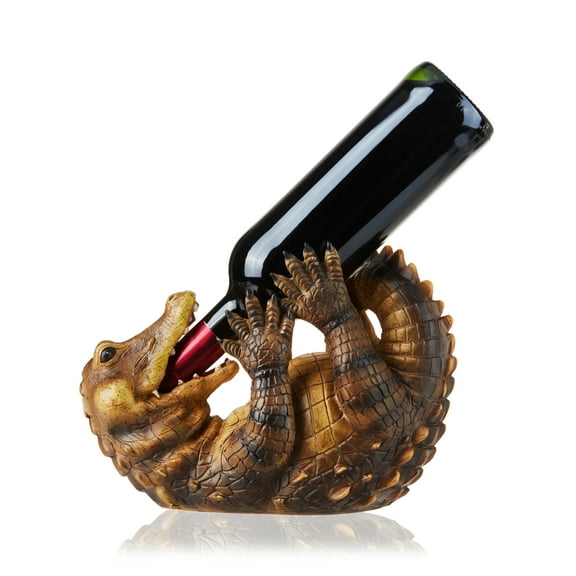 True Alligator Polyresin Wine Bottle Holder, Wine Rack, Kitchen Home Décor