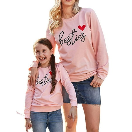 

ZIYIXIN Valentine s Day Mommy and Me Clothes Matching Outfits Heart Shape Parent-child Outfit Long Sleeve Sweatshirts Family Hoodie Tops