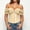 Beige, variant on HCBY Women's Off Shoulder Lace Ruffle Trim Corset, Sweetheart Neckline Short Sleeve Bustier Style with Front Lace Up and Button Detail for Halloween Parties