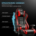 thumbnail image 5 of JONPONY Big and Tall 500LBS Gaming Chair, Ergonomic Design, Gamer Chair PU Leather with Footrest and Lumbar Support, High Back Office Chair Support 8 Hours Long Sitting, Computer Chair,Red, 5 of 12