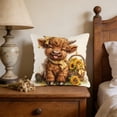 thumbnail image 6 of Bomd Highland Cow Decorative Throw Pillow Covers , Decorative Floral Farm Animal Design, Modern Square Home Decorative Pillowcases Cushion Cases for Sofa Bed Chair, 17.7x17.7 Inch, 6 of 6