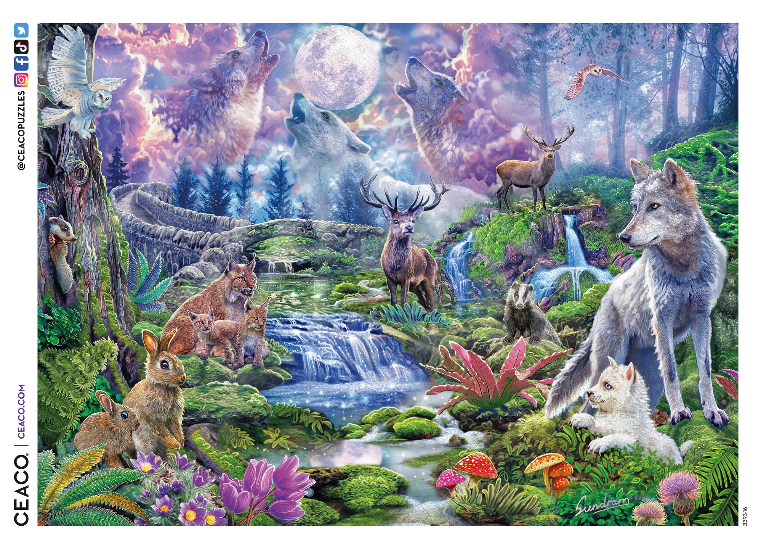 Ceaco 1000-Piece Wild Moonlit Wolves Interlocking Jigsaw Puzzle