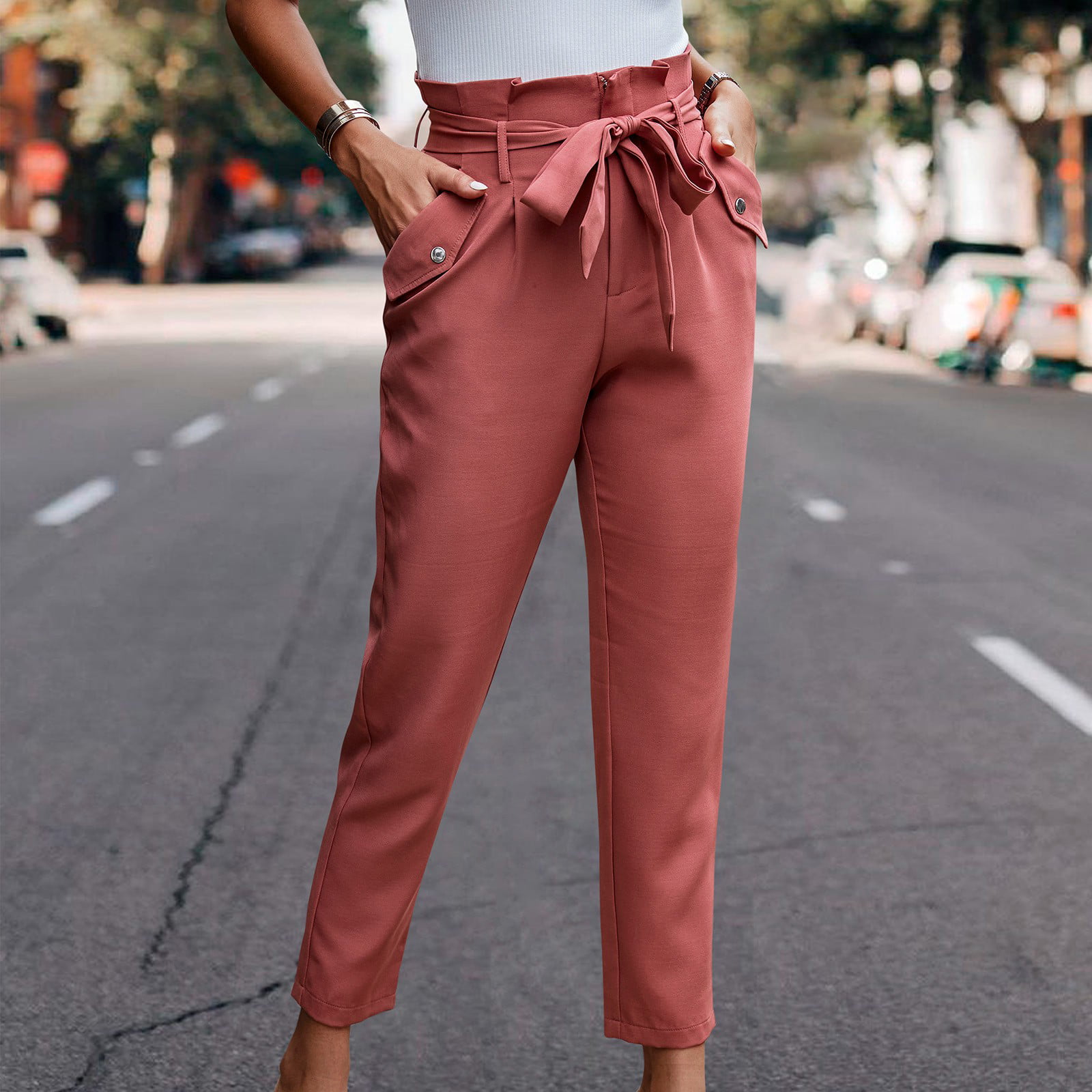 ZunFeo Palazzo Pants for Women Casual Wide Leg Dress Pants Women High Waist  Drawstring Paperbag Pants Loose Fit Cute Casual Work Trousers Trendy 2023  Womens Cropped Pants at  Women's Clothing store
