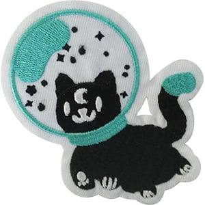 Out Embroidered Patch - Space Spaced Out Kitty - Sew Iron on, Embroidered Original Artwork - Patch - 3.67