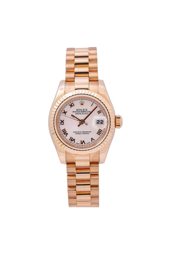 Pre-Owned Rolex Lady-Datejust 179175 26MM Pink Dial With Rose Gold President Bracelet