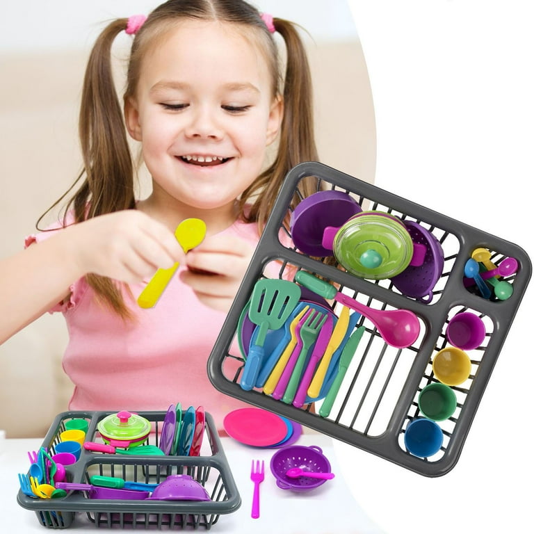 Mortilo Toy For Girls Can Be Stored Play Set Includes 27 Pieces Children S Kitchen Cutlery Set In The Drainer Thats Included In The Set Toddler Gifts