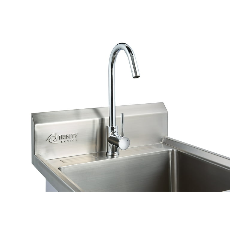 TRINITY Stainless Steel Utility Sink w/ Faucet, NSF Certified