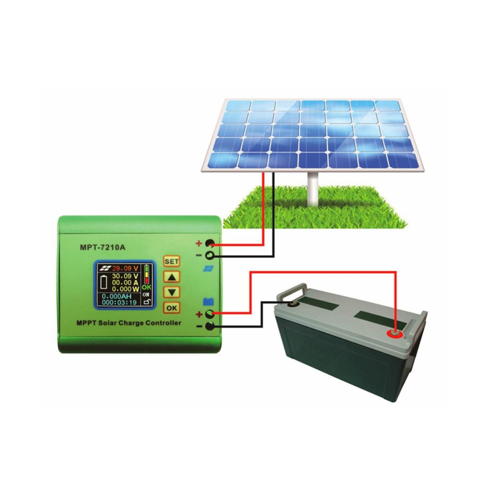 MPT-7210A Color LCD Display MPPT Solar Panel Charge Controller 24/36/48/60/72V Boost Solar Battery Controllers ,Multiple Protection Functions
