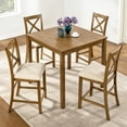 thumbnail image 2 of SESSLIFE Dining Table Set for 4, Counter Height Kitchen Table Set with Square Table and 4 Upholstered Chairs, Solid Wood Dining Room Set for 4, Space-Saving, Oak, 2 of 10