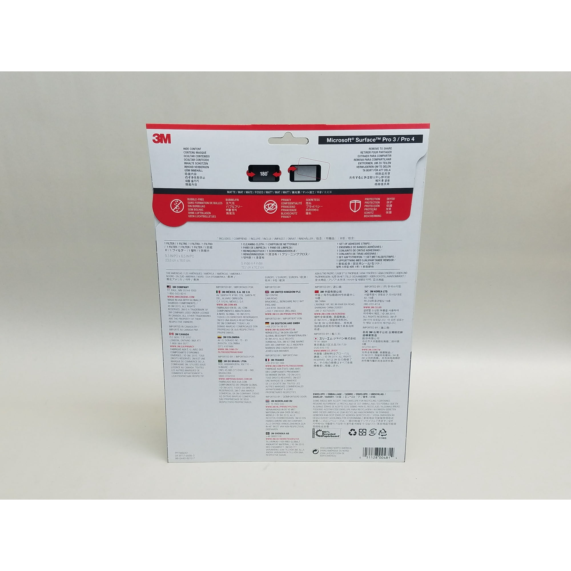 Refurbished New 3m Pftms001 Privacy Filter For Microsoft Surface Pro 3 Pro 4 Landscape Walmart Com Walmart Com