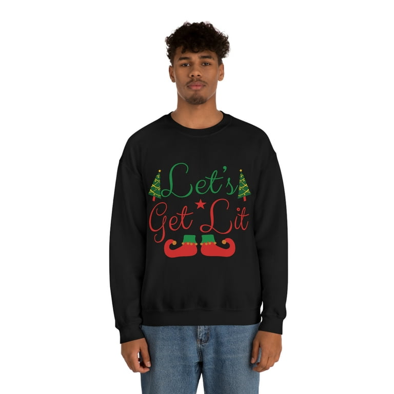 Ugly Christmas Sweater, Let's Get Lit Funny Sweatshirt