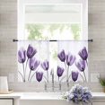 thumbnail image 2 of Purple Tulip Floral Sheer Curtains 54 Inches Length 2 Panels Set, Window Sheer Curtains for Living Room/Bedroom, Pastel Country White Wildflower Light Filtering Rod Pocket Curtain 52'' x 54'' x 2, 2 of 7