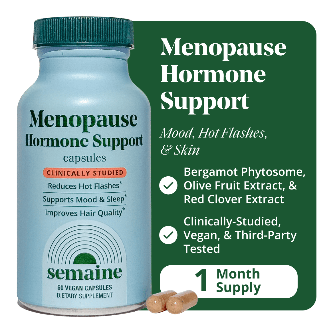 Semaine Menopause Hormone Support - Hot Flashes, Mood & Sleep - Bergamot & Olive Fruit Extract