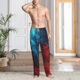thumbnail image 2 of Kdxio Red And Blue Fire Pattern Men's Pajama Pants, Elastic Waist with Drawstring and Pockets, Comfortable Loungewear-Medium, 2 of 6
