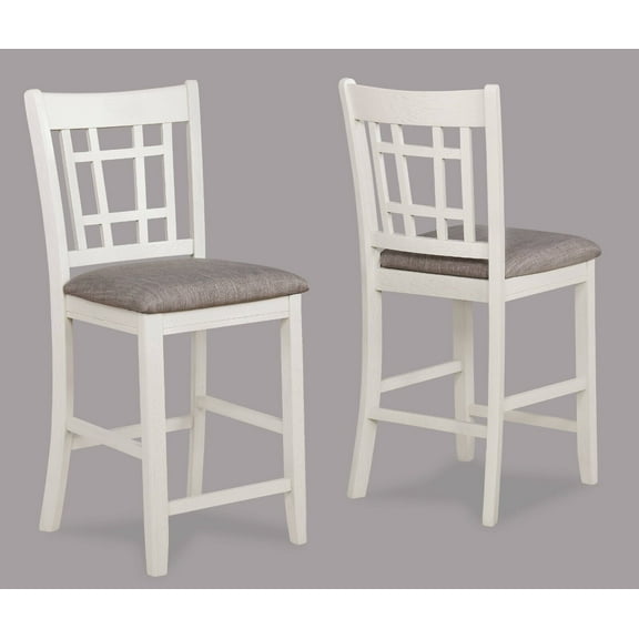 2pc Contemporary Style Counter Height Dining Chairs Chalk Gray Wooden Fabric Dining Room Furniture