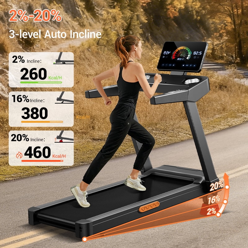 ROBORE 20% Maunal Incline Treadmill, Foldable Home Treadmill with Quiet 3.5 HP Motor, 400LBS Capacity Workout