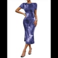 thumbnail image 3 of Vestido Ajustado con Cuello Redondo y Mangas para Mujer Azul S, 3 of 7