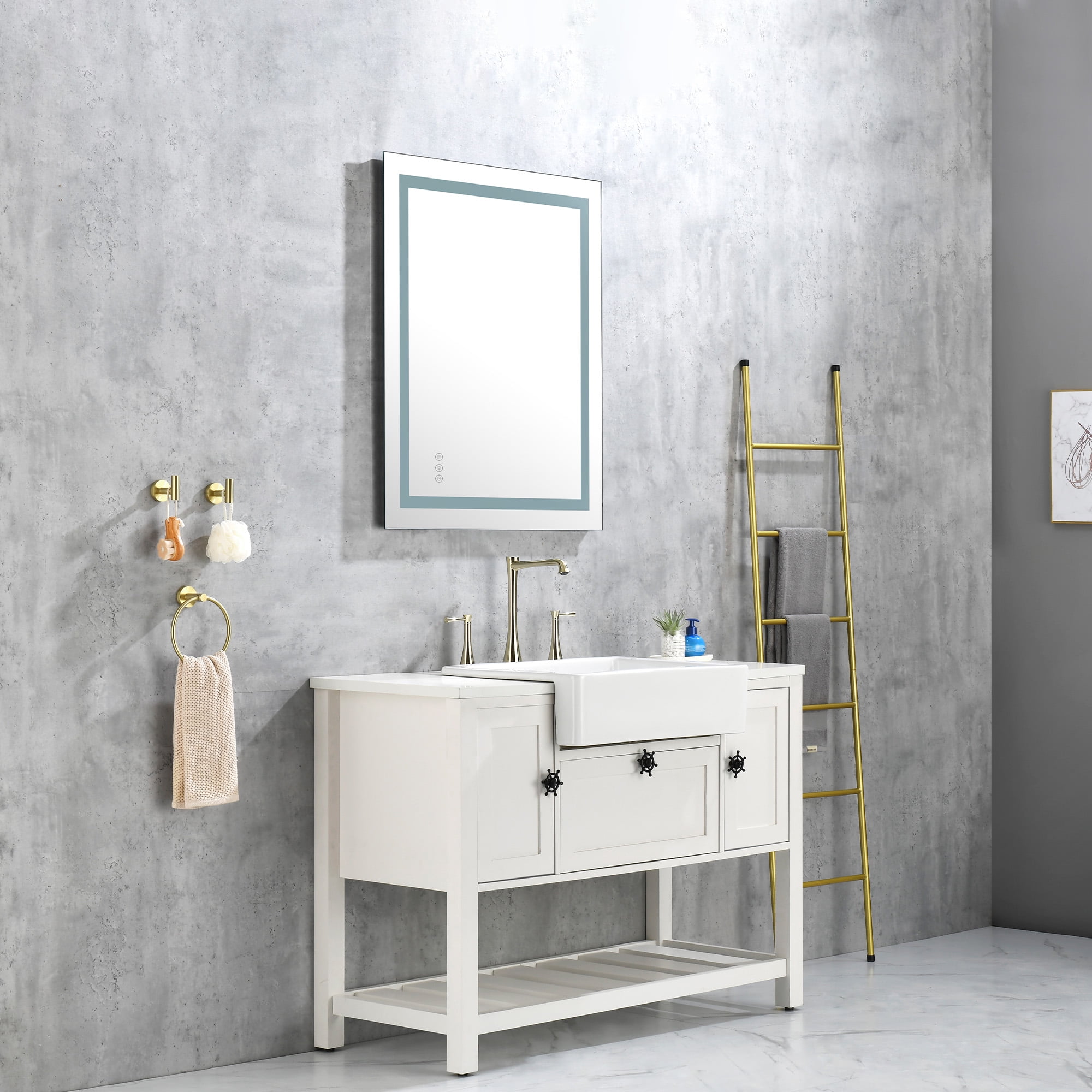 36x28 Inch LED Bathroom Mirror with Frontlit and Backlit, Wall Mounted Vanity Mirror with Smart Touch Button, Anti-Fog, Memory Function, 3 Colors, Stepless Dimmable Makeup Mirror