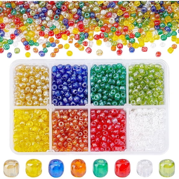 1900 Pcs 6/0 Multicolor Beading Glass Seed Beads 8 Colors Round Pony Bead Mini Spacer Czech Beads Diameter 4mm for Jewelry Making